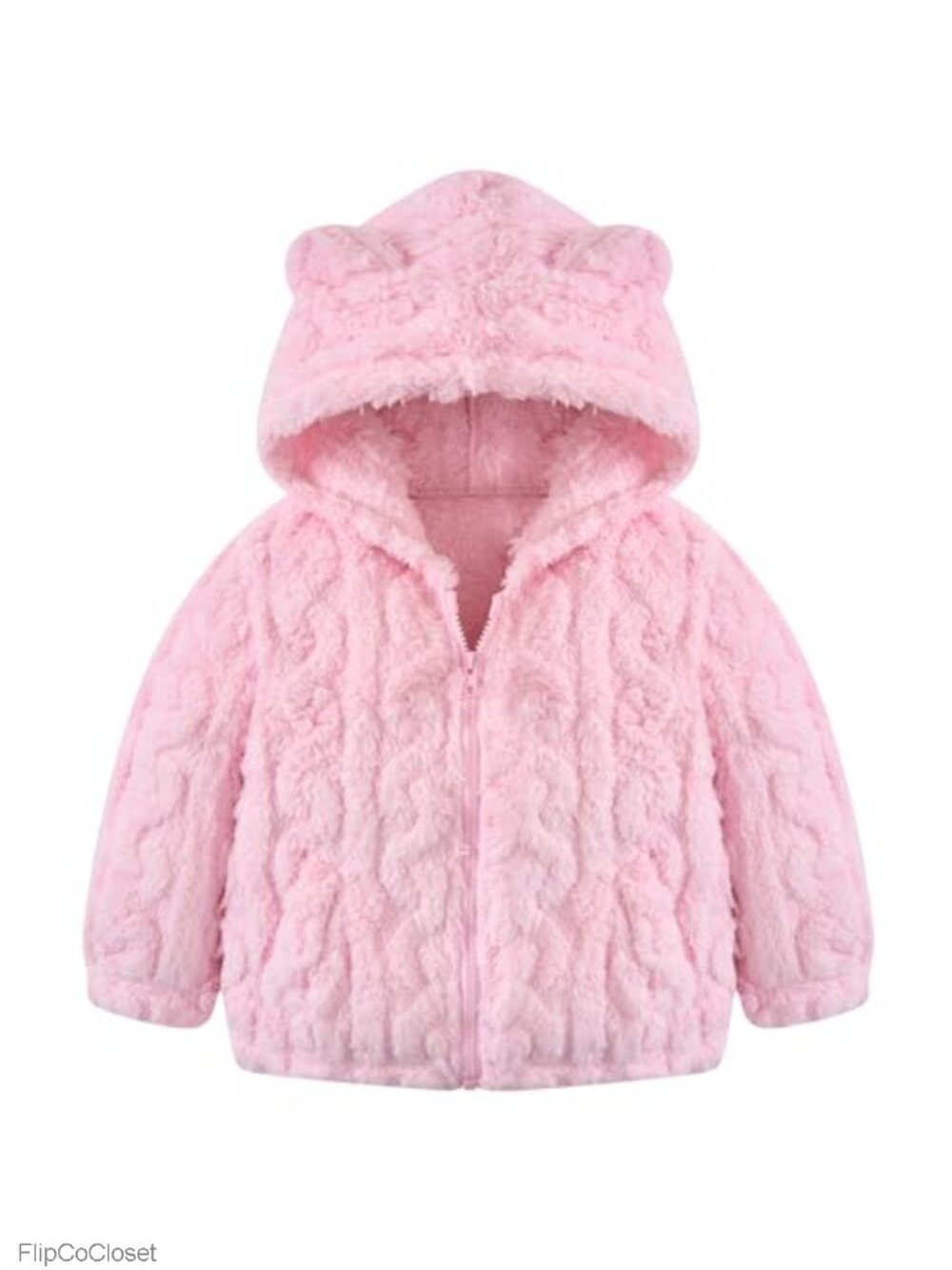 Toddler Girls Fleece Jacket Warm Winter Coat Hooded Zip Up Outerwear